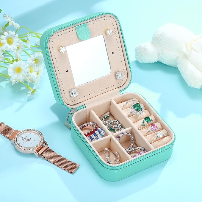 Parima Travel Jewelry Case for Women Girls, H Initial Jewelry Boxes | Small - Image 4