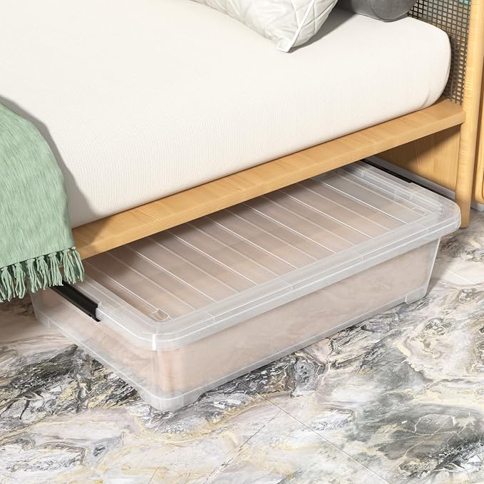 40 Quart Plastic Underbed Storage Boxes, Large Clear Storage Bin - Image 4
