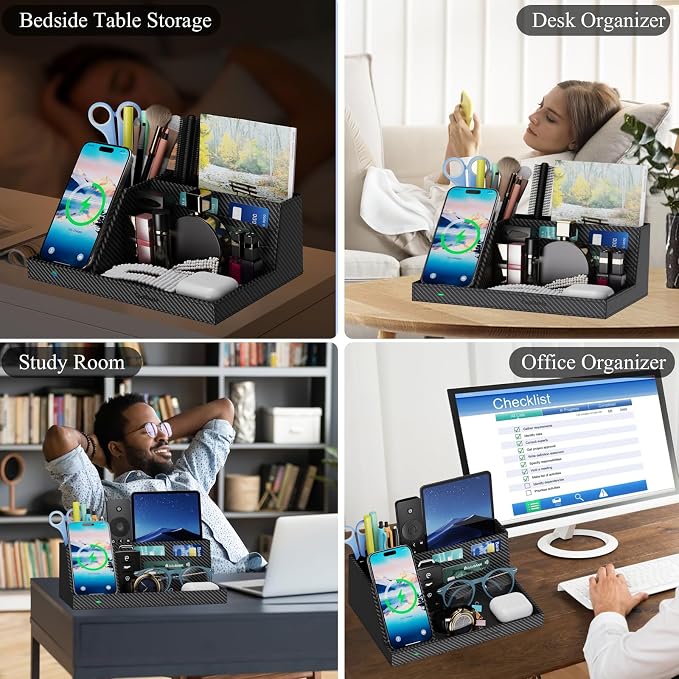 TopMade Wireless Charger Nightstand Organizer, Fast Charging Station - Image 3