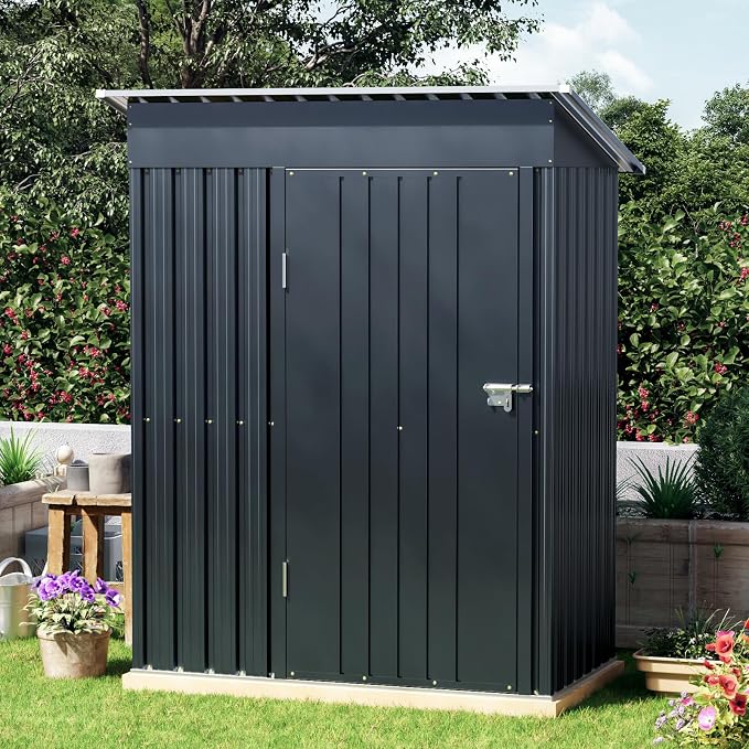 3x5 FT Outdoor Metal Storage Shed, Single Door, 1 Clear Window, Tool Shed - Image 4