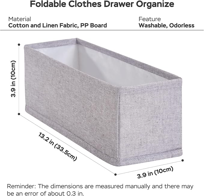 MURRI&MURRDI Mini Foldable Clothes Drawer Organizer 6 Pcs, Narrow Fabric Drawer - Image 2