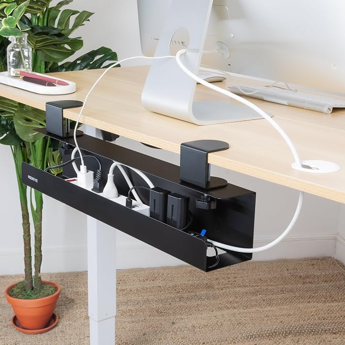 Mount-It! Clamp-On Under Desk Cable Management Tray – No-Drill Metal Cable - Image 6