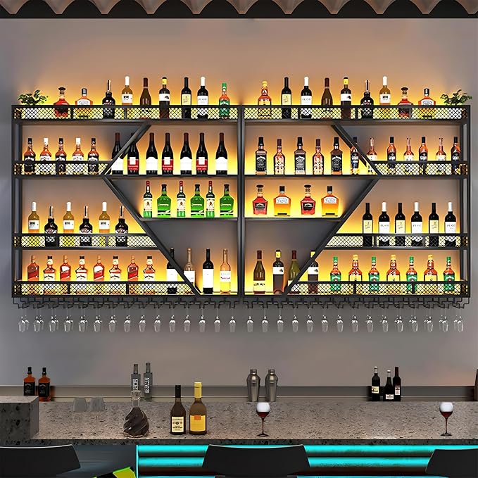 79inch Metal Wine Rack Wall Mounted, Modern Wine Storage Rack Wall Mounted - Image 7