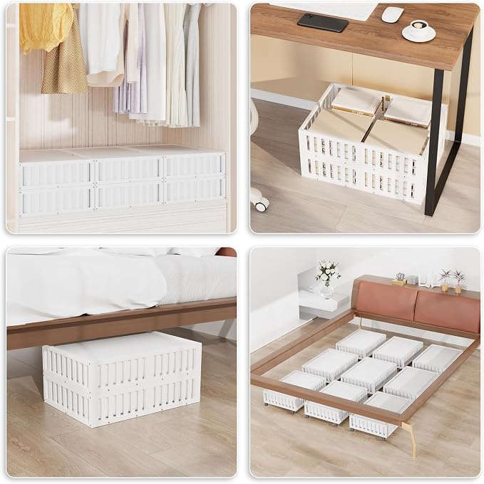 Bamboo Under Bed Storage with Wheels, Rolling Underbed Shoe Organizer Box - Image 5