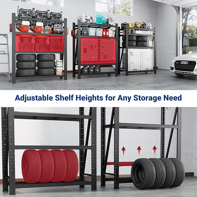 FLEXIMOUNTS 10000LBS 2 Pack Garage Shelving, 4-Tier Heavy Duty Shelving Unit - Image 5