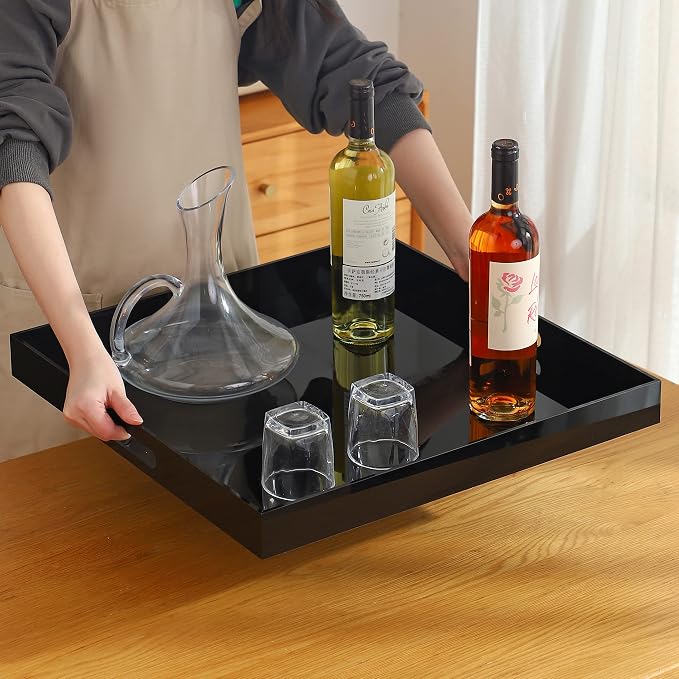 Black King Size Large Acrylic Serving Tray - Image 7