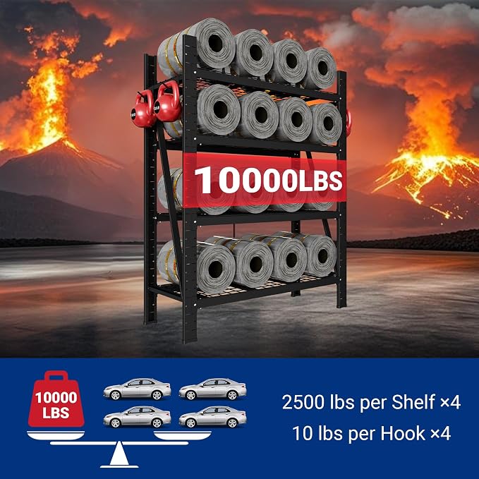 FLEXIMOUNTS 10000LBS 2 Pack Garage Shelving, 4-Tier Heavy Duty Shelving Unit - Image 3