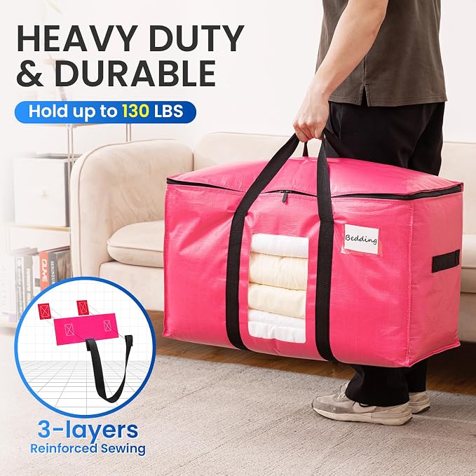 TAILI 6 Pack Pink Extra Large Moving Bags, Heavy Duty Totes - Image 5
