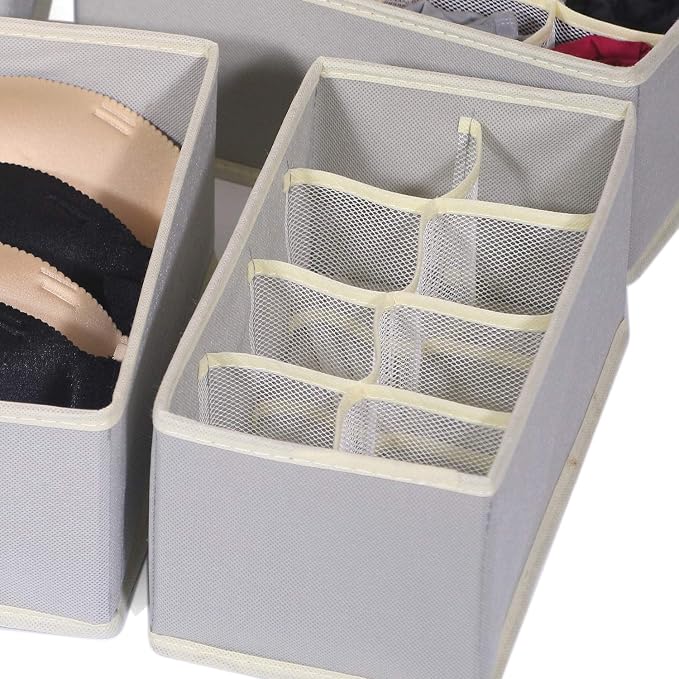 6 Pack Foldable Drawer Organizer Dividers Cloth Storage Box Closet Dresser - Image 9