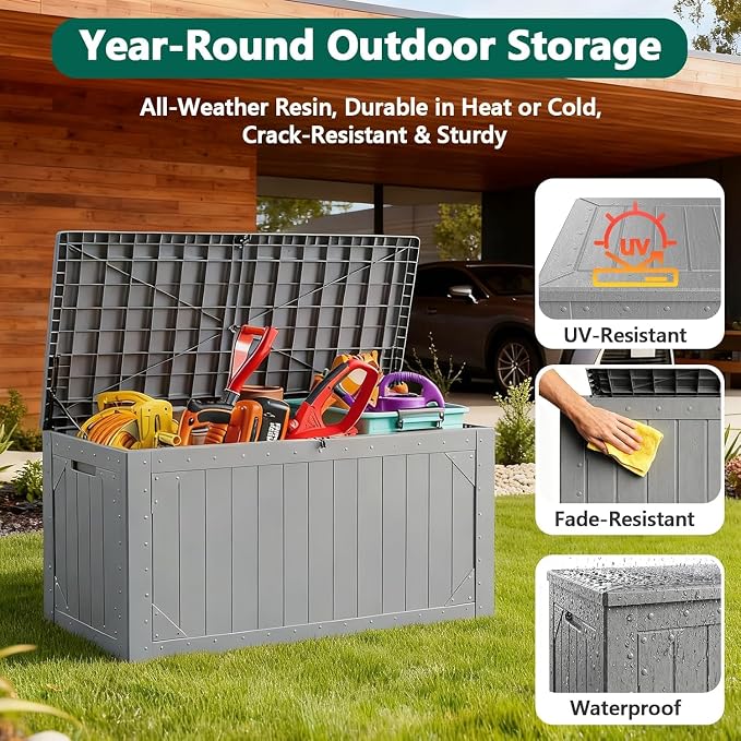 100 Gallon Outdoor Storage Box, Weatherproof Deck Box - Image 5