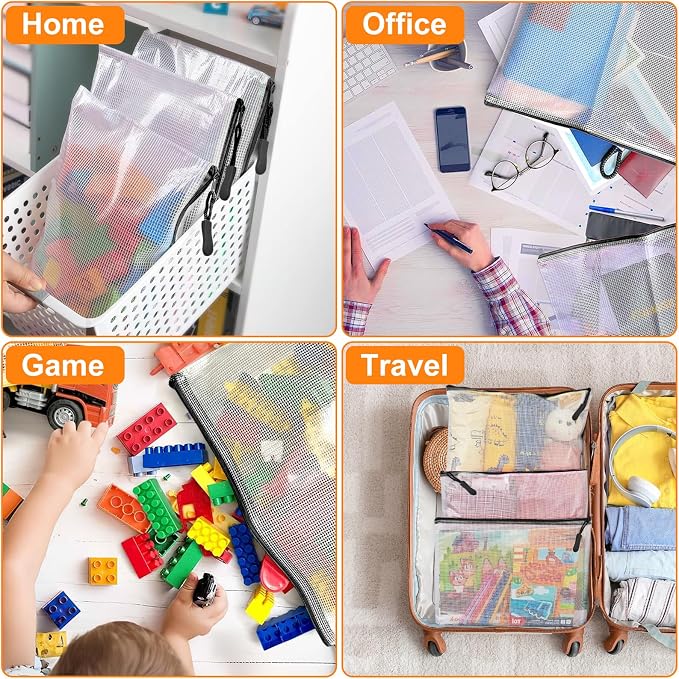 24 Pack A4 Mesh zipper pouch bags, Storage Bags, File Bags - Image 4