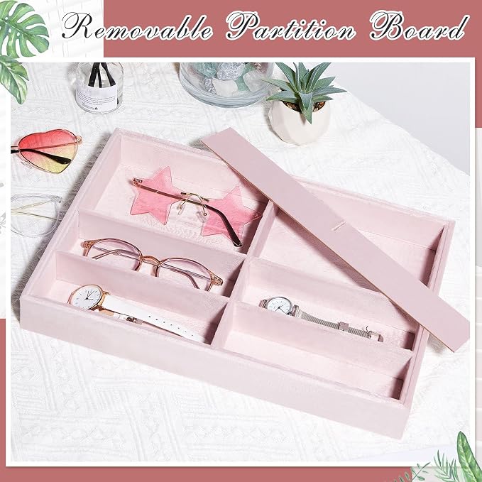Amylove 2 Pcs Sunglass Organizer Trays Glasses Stackable Jewelry Trays Sunglass - Image 4