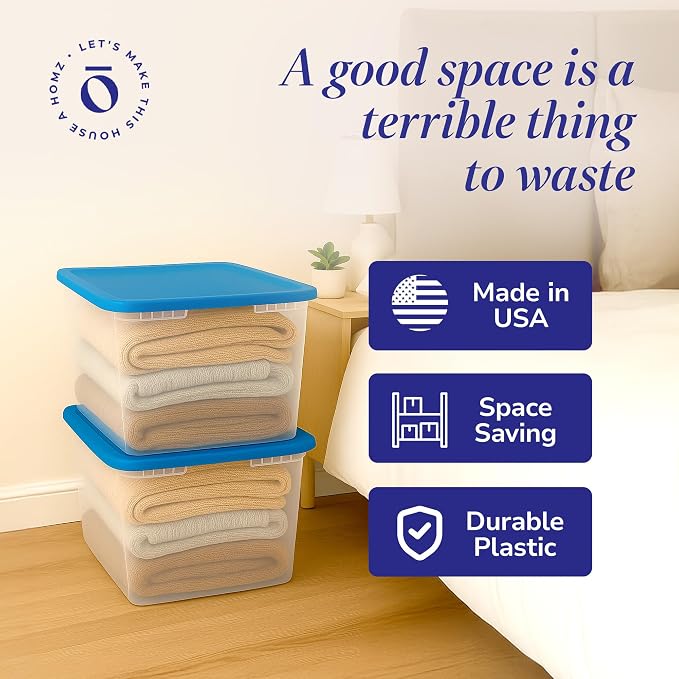 HOMZ 2-Pack Snaplock, Large Clear Plastic Storage Organizer Bins w/Lids - Image 5