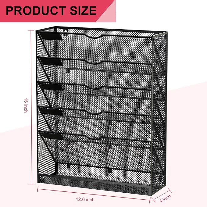 Hanging Wall File Organizer 6 Tier Wall Mounted Mail Paper Folder Holder - Image 3