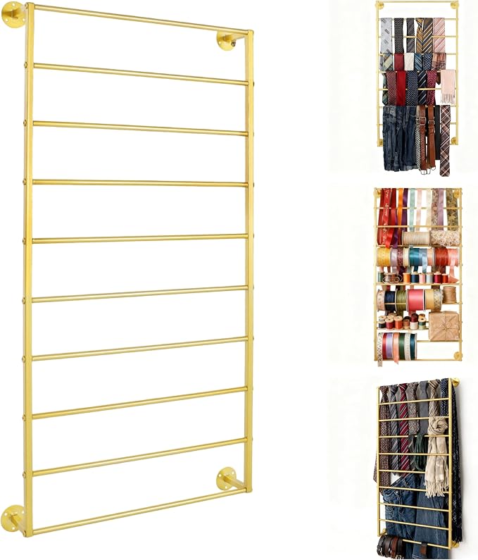10-Layer Wall Mounted Display Rack, Tie & Scarf Rack Belt Towel Holder Wrapping by kunghei