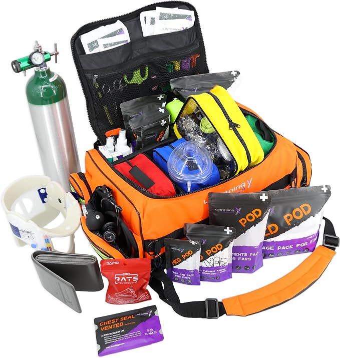 Lightning X Fully Stocked X-Tuff Modular Oxygen Trauma Bag w/ Removable by LightningXProducts