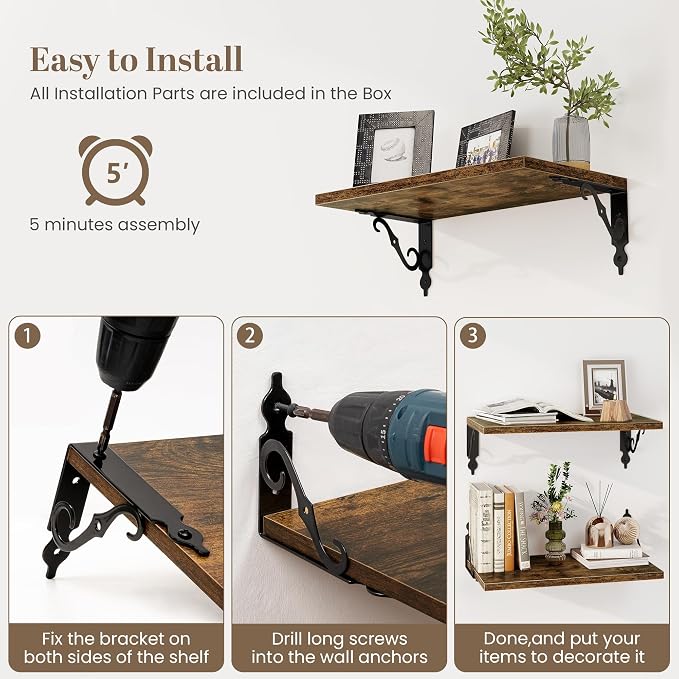 Deep Floating Shelves for Wall, 8 Inch Deep Floating Shelf - Image 7