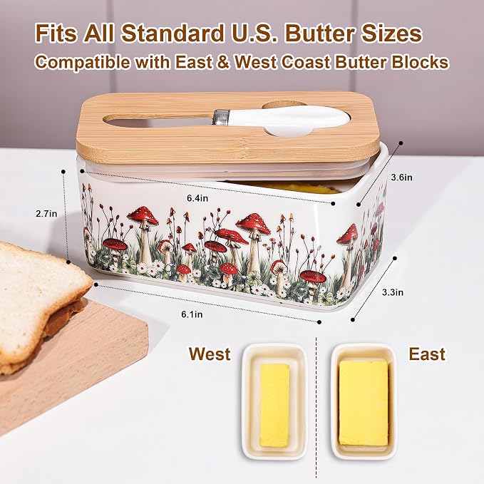 Fungi Fun Ceramic Mushroom Butter Dish - Image 6