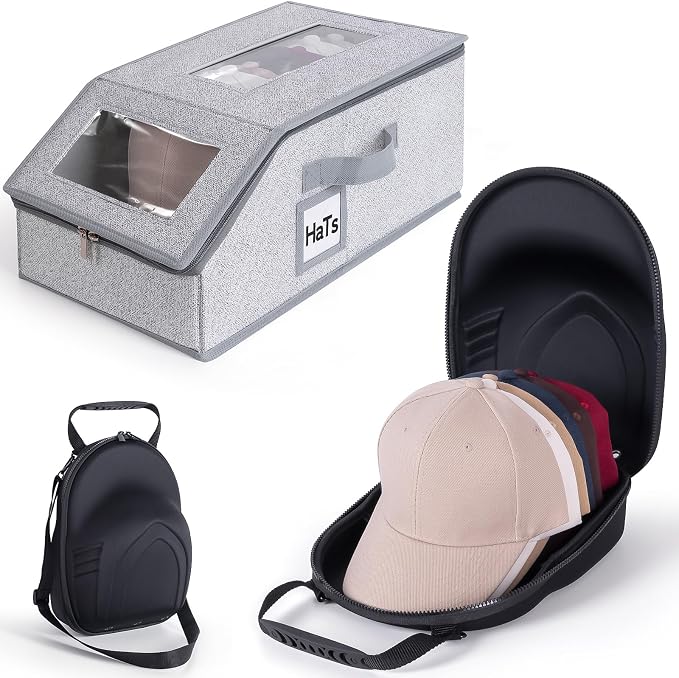 One set hat Storage for Baseball Caps, Gery Stackable box holds up to 18 Caps by Unknown