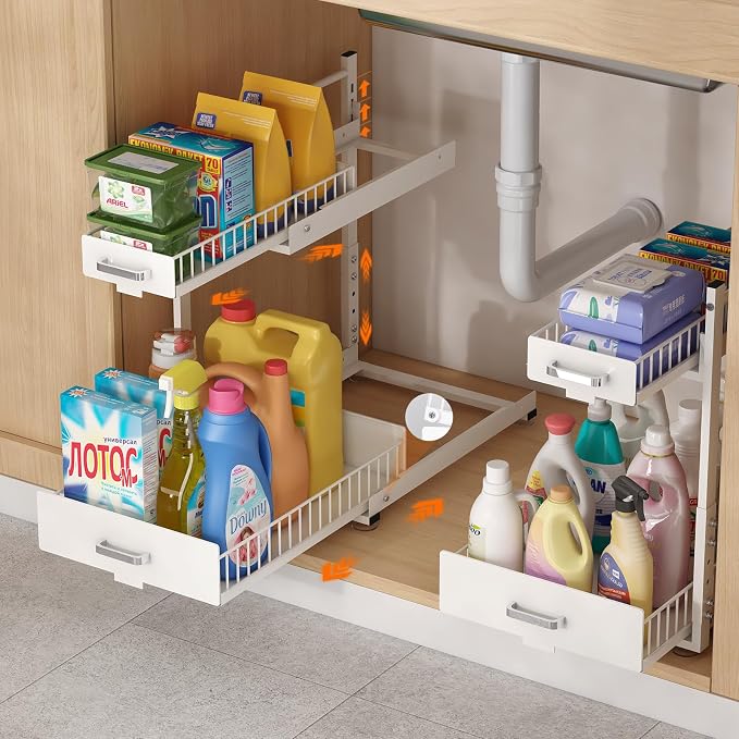 2 Tier Slide Out Kitchen Cabinet Organizers by LIAISIMI