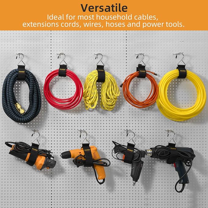 Extension Cord Organizer and Hanger, Trilancer Hook-and-Loop Storage Straps - Image 2