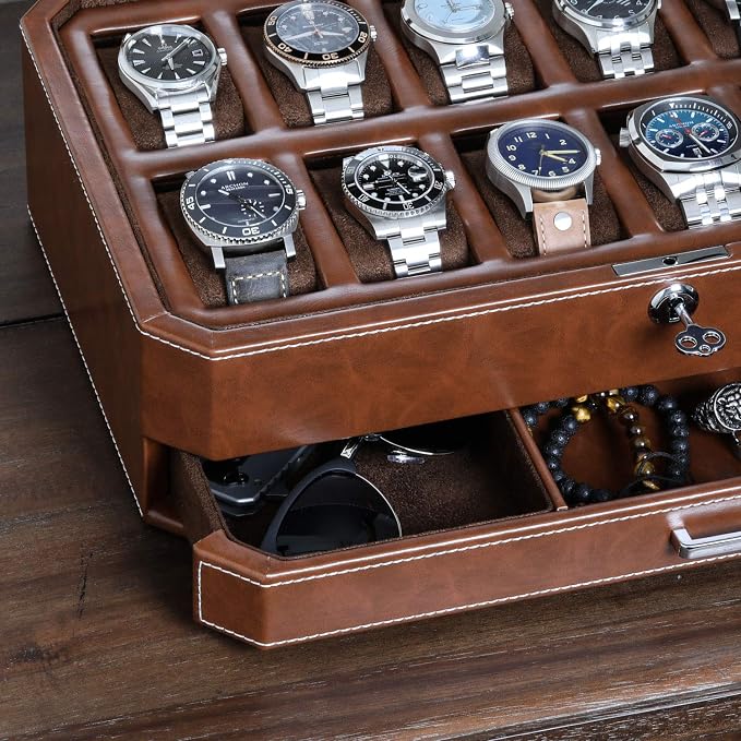 ROTHWELL 12 Slot Leather Watch Box - Image 5