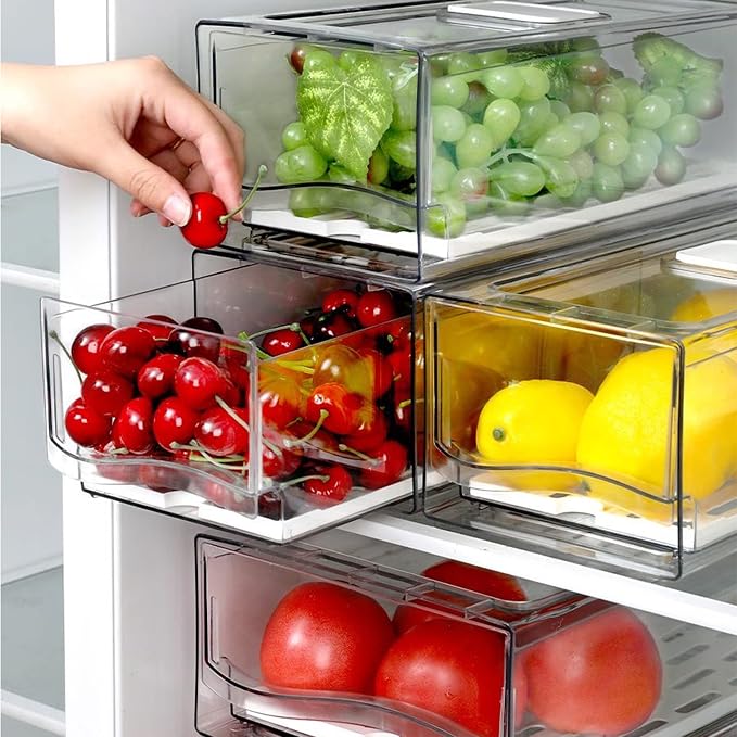 Diskary Fridge Organizer, Stackable Refrigerator Organizer Bins, Reusable Food - Image 9