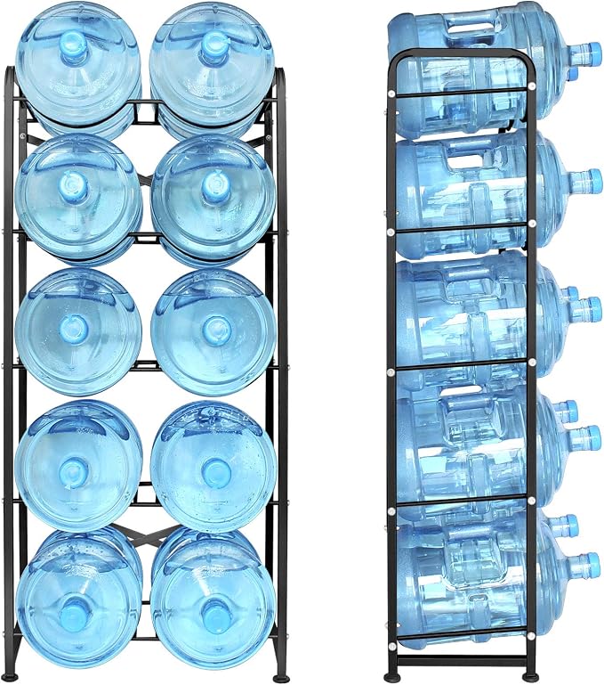 5 Gallon Water Bottle Holder for 10 Bottles, 5 Tiers Heavy-Duty Water Cooler - Image 3