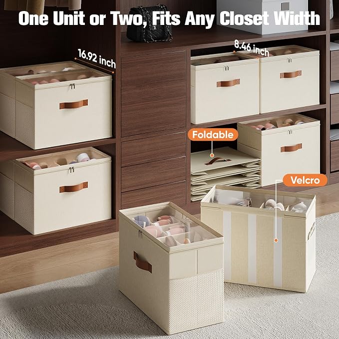 Shoe Organizer for Closet, 2 Pack Foldable Shoe Storage Organizer - Image 3
