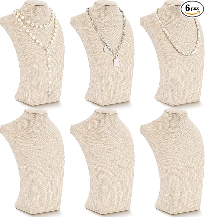 Kigley 6 Pcs Linen Necklace Display Bust Jewelry Holder Necklace Retail by Kigley