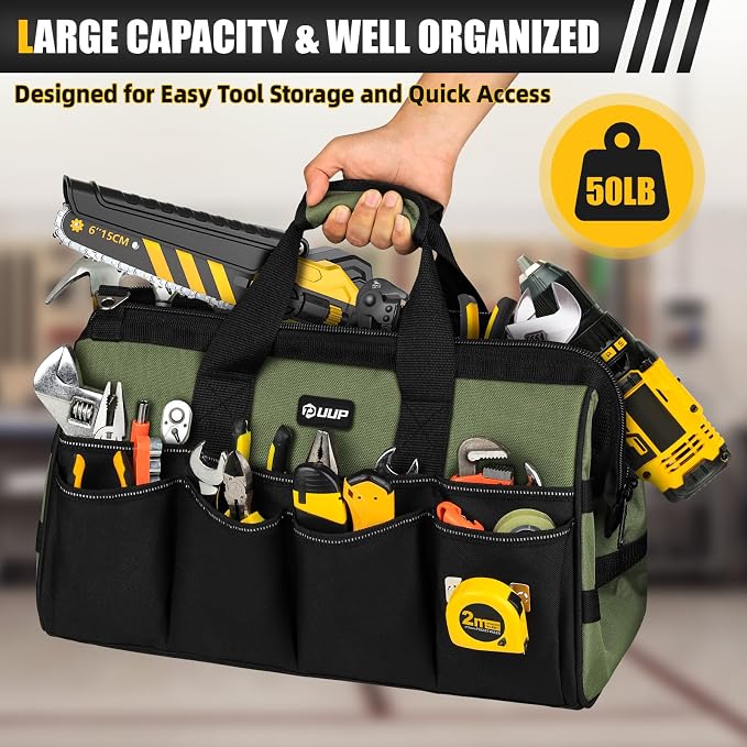 18-Inch Large Tool Bag, 16-Pocket Portable Tool Box Organizer Storage, Heavy - Image 4