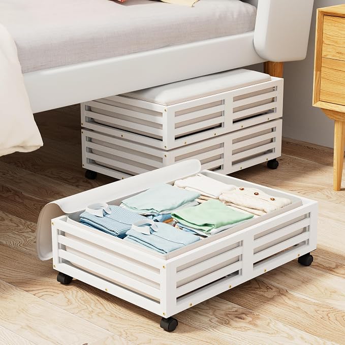 Wisuce Bamboo Under Bed Storage Containers- Underbed Organizer - Image 8