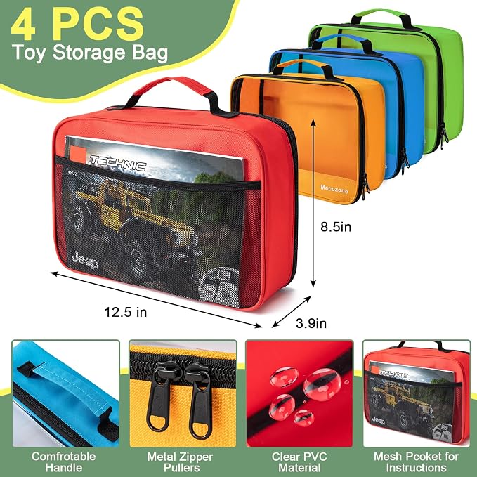 4 PCS Toys Storage Bag, Classic Bricks Building Set Storage Bag, Travel Case - Image 2