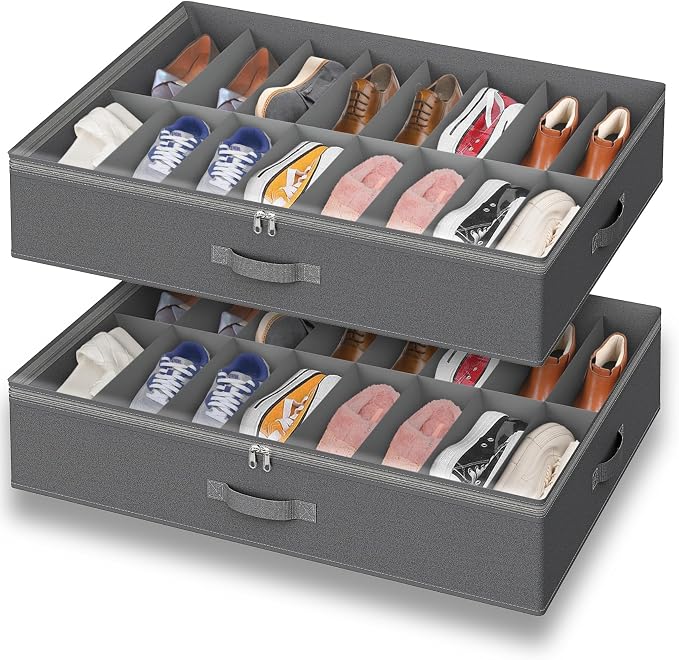 2 Pack Under Bed Shoe Storage Organizer by Besslly