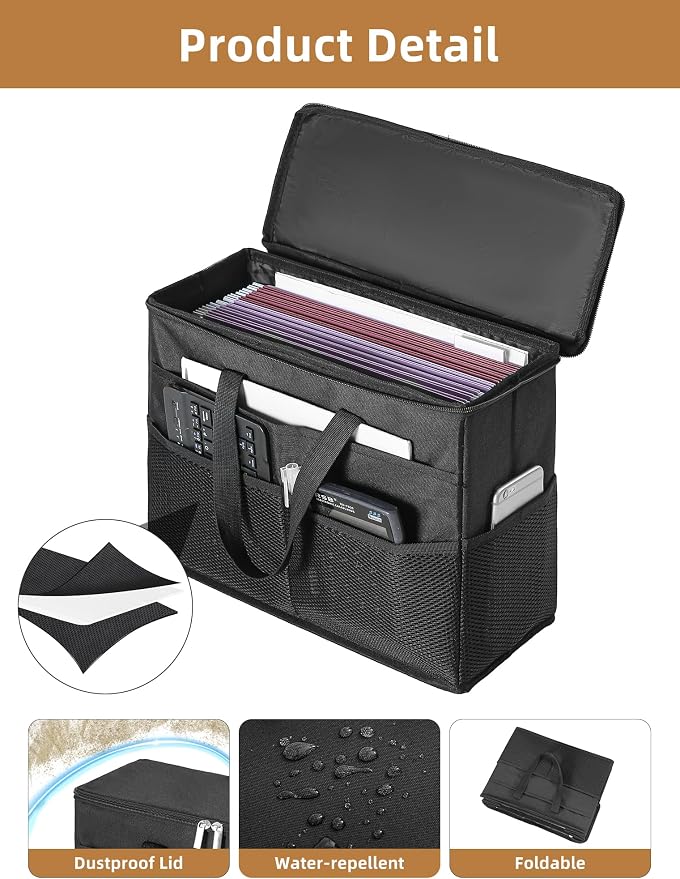 Qozary 2 Pack File Folder Organizer Box-Hanging File Tote Bag - Image 6