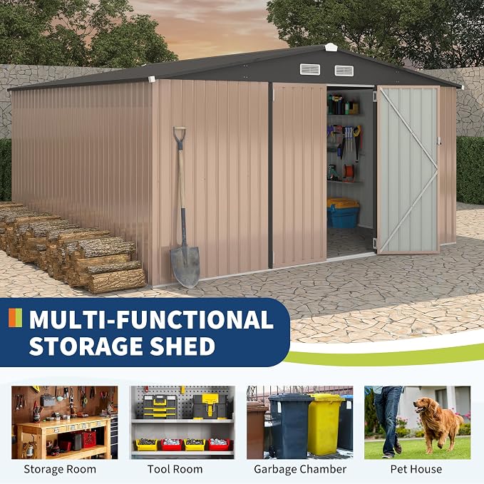 12x12 FT Metal Storage Sheds Outdoor, Metal ToolShed - Image 3