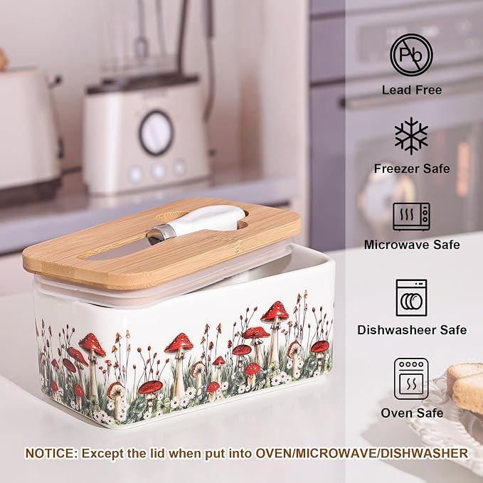 Fungi Fun Ceramic Mushroom Butter Dish - Image 3