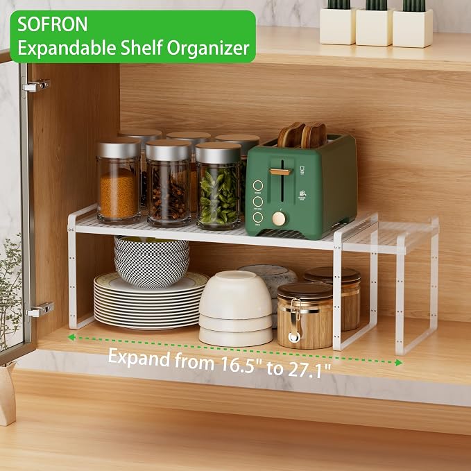 Expandable Cabinet Storage Shelf Stackable Organizer Rack - Image 4