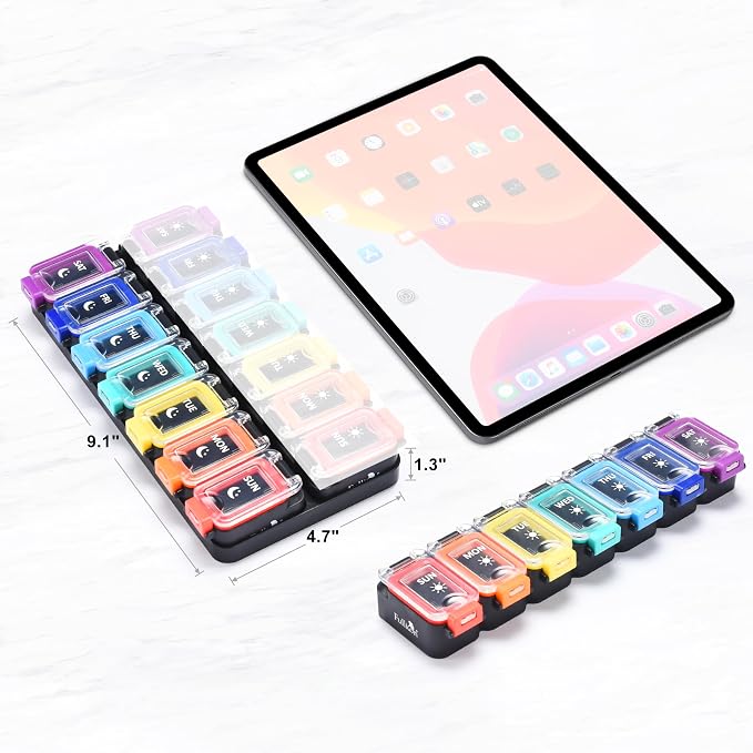 Fullicon Moisture Proof Pill Organizer 2 Times a Day, Large 7 Day Box, Spill - Image 6