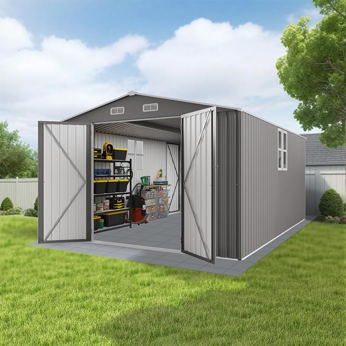 Metal Storage Shed, 10 X 14 FT Lockable Outdoor Tool Shed - Image 2