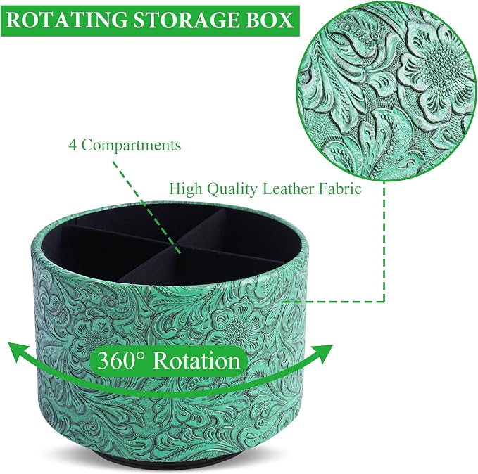 lizimandu Round Leather Art Supply Organizer, Remote Control Holder, 360 Degree - Image 3