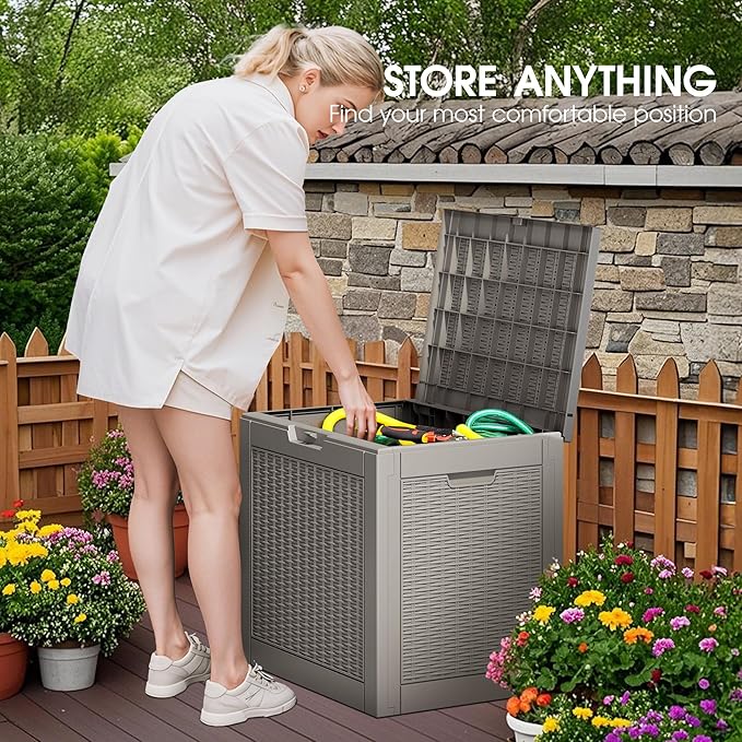 31 Gallon Outdoor Storage Deck Box Waterproof, Garden Tool, Backyard Cushion - Image 4