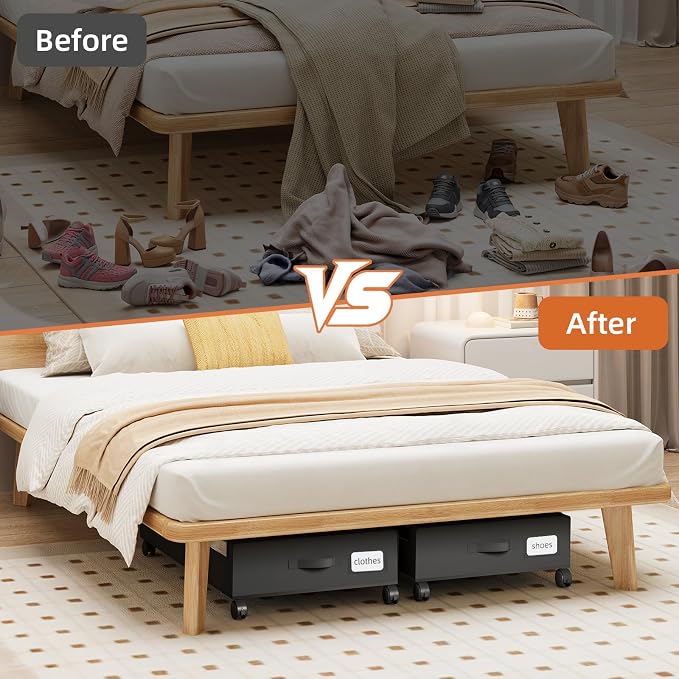 Somdot Under Bed Storage with Wheels, 2 Pack Bed Storage Containers with - Image 5