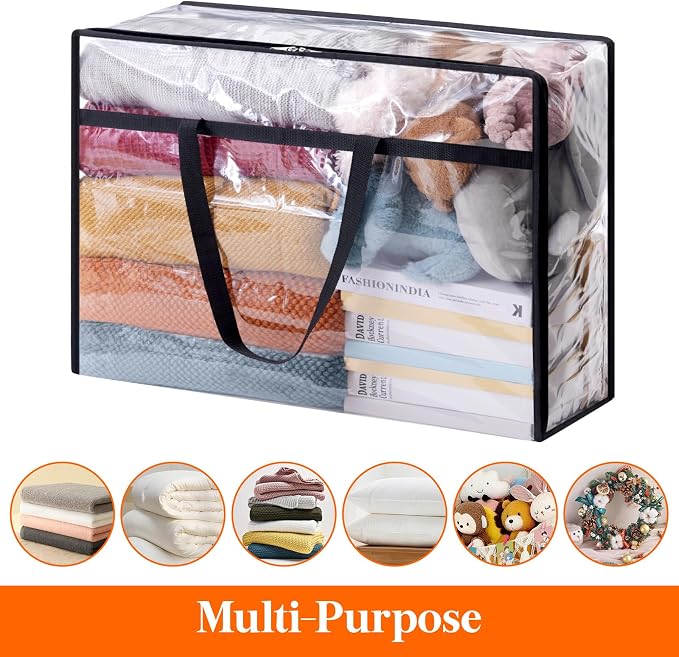 Lifewit 4 Pack Clear Clothes Storage Bags, 75L Large Plastic Blanket Storage - Image 4