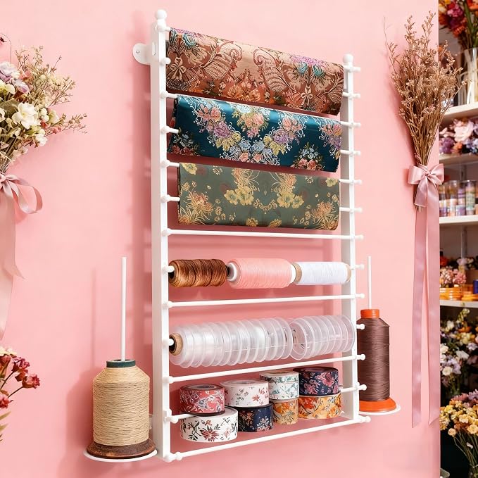 12 Layers 80cm White Wall Display Stand Wrapping Paper Ribbon Organizer Tie - Image 3