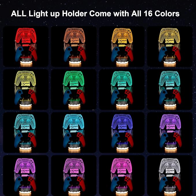 YuanDian Light up Headphone Controller Holder, 16 Colors 3D LED Lights Gamepad - Image 2