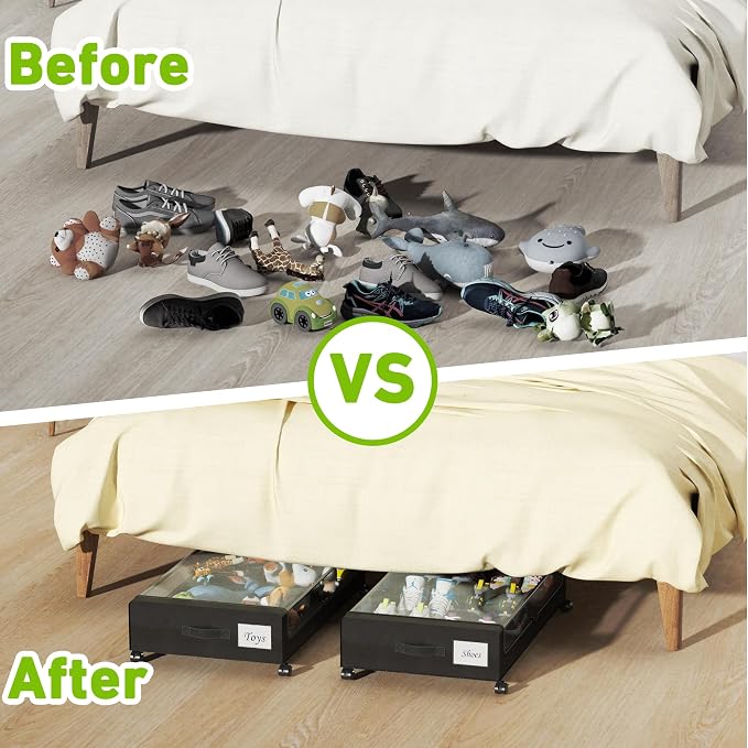 Under Bed Storage with Wheels, XXL 60L Under the Bed Storage Bins, Underbed - Image 6