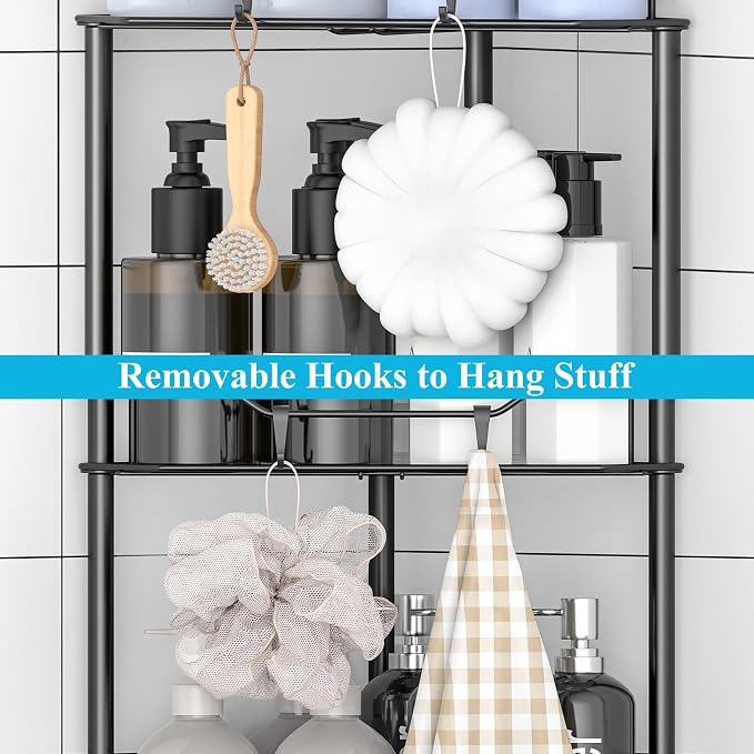 4 Tier Floor Standing Corner Shower Caddy Organizer Shelf - Image 5