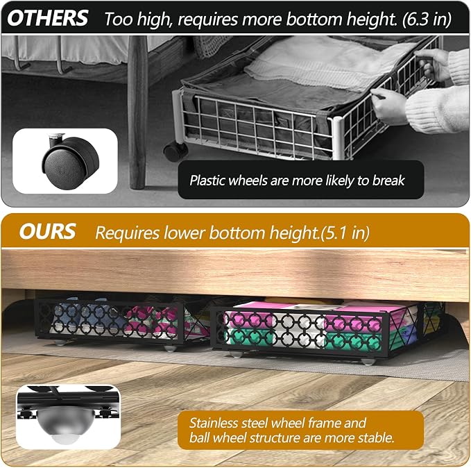 NADAMOO Under Bed Storage with Wheels, 1 Pack Rolling Under Bed Storage - Image 4