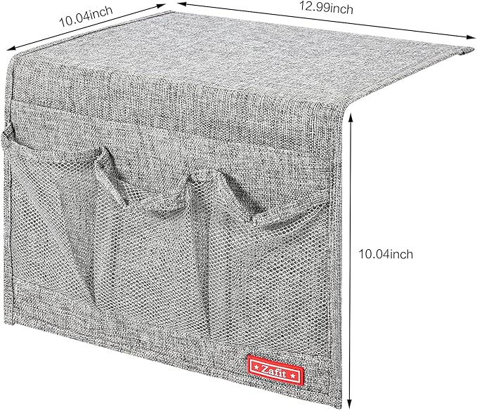 Linen 4 Pockets Bedside Caddy, Bedside Storage Organizer - Image 3